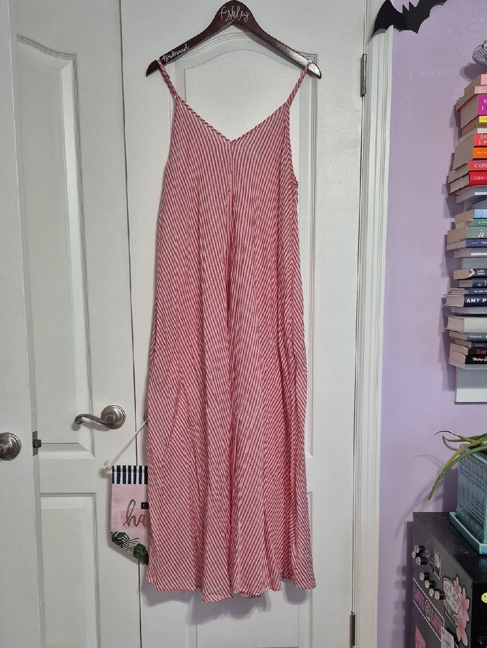 C&C CALIFORNIA Striped V-Neck Cotton Slip Dress - Red